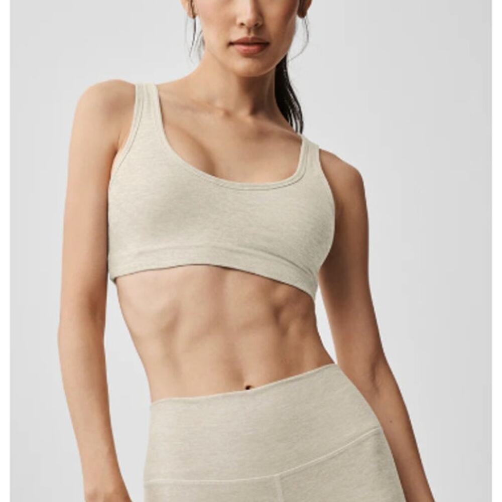 Alo Yoga Oatmeal Heather Alosoft Center Stage Bra Size XXS